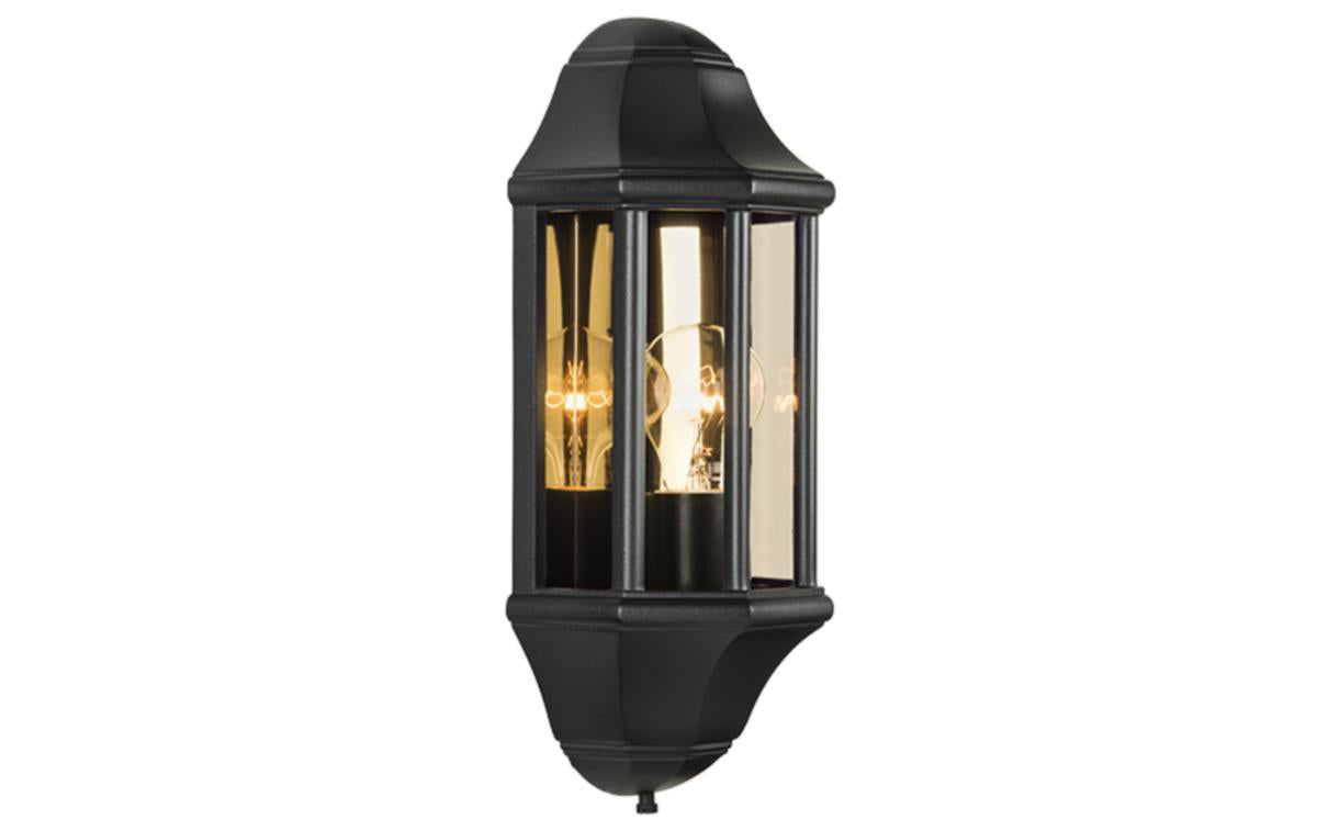 Veggarmatur Sg® Sorrento røkfarget glass E27 Sort