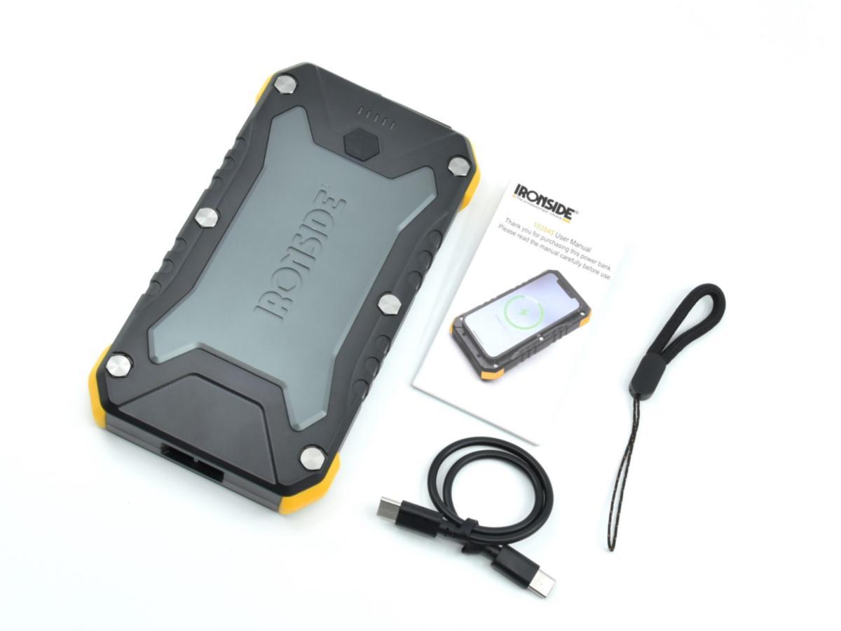 Ironside Powerbank 10 000 mAh – Trådløs lading, IP66 og LED-lykt