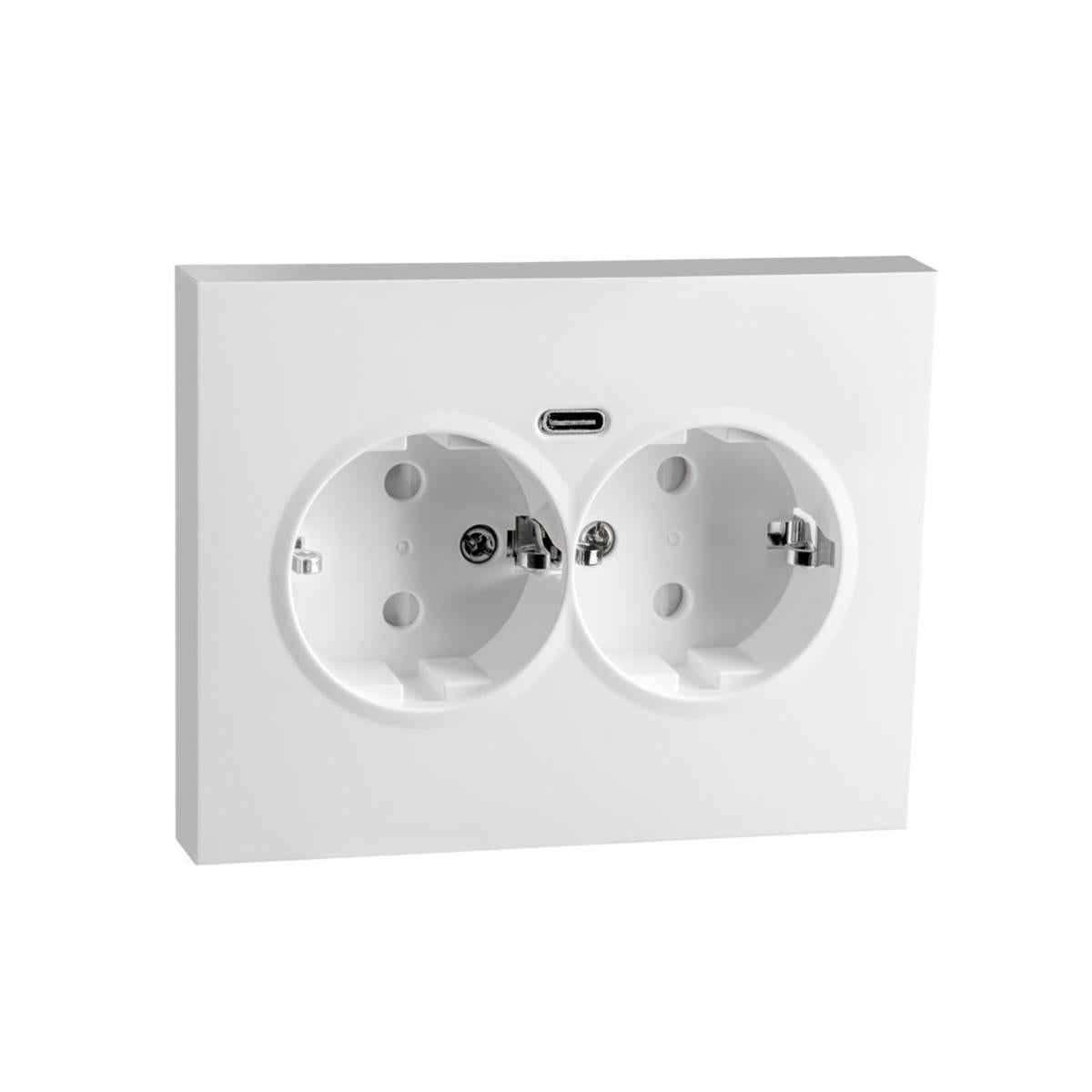 Stikk Sg® Innfelt Dobbel m/j USB-C Hvit