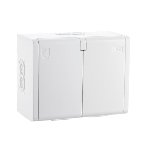 Stikk Sg® Dobbel m/j IP44 Påvegg Hvit