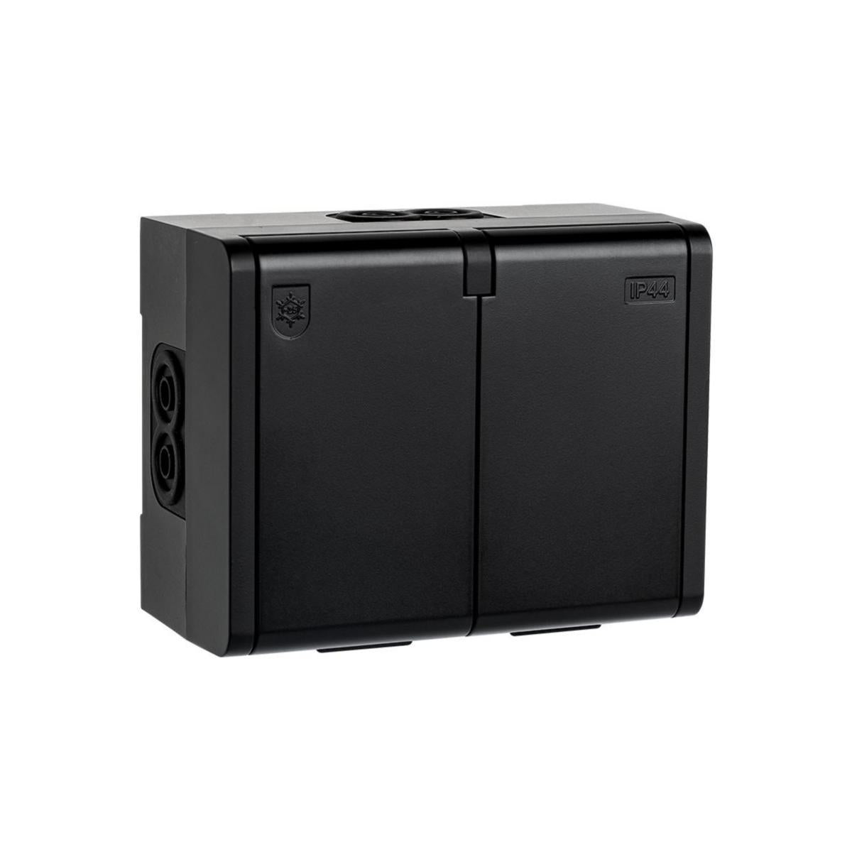 Stikk Sg® Dobbel m/j IP44 Påvegg Sort
