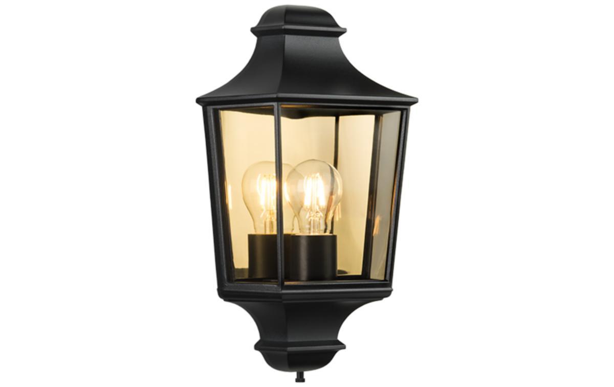 Veggarmatur Sg® Hamlet røkfarget glass 4W LED Sort