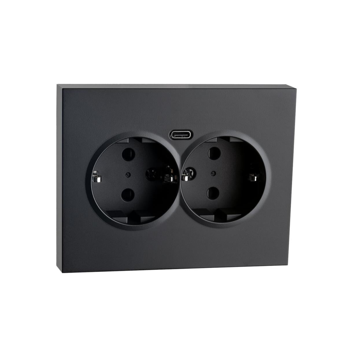 Stikk Sg® Innfelt Dobbel m/j USB-C Sort