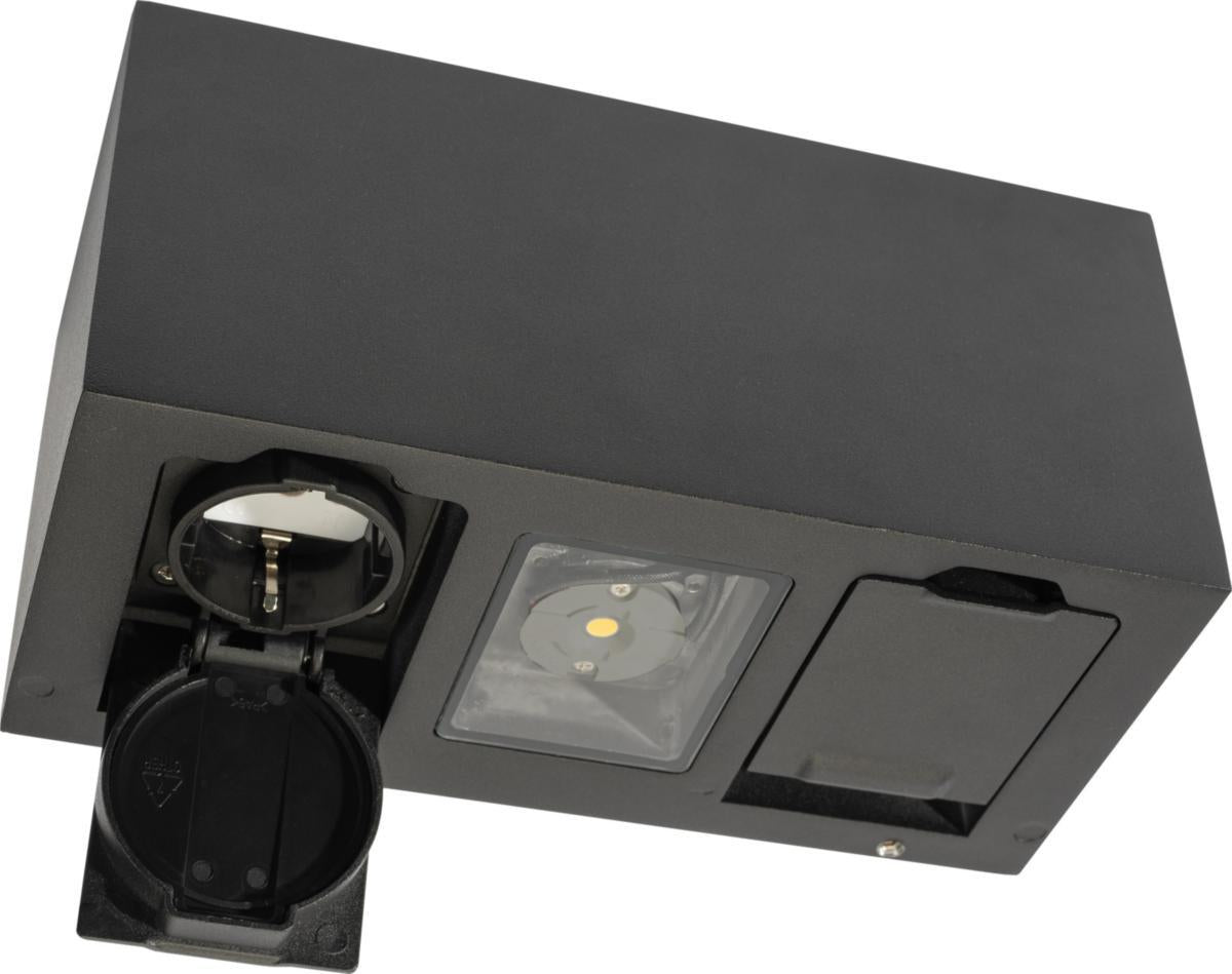 Veggarmatur Unilamp Case 2x5W 335lm 3000K 2x stikkontakt