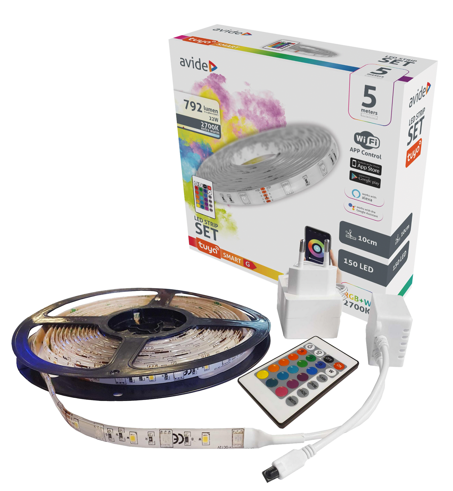 LED Stripe Kit RGBW WiFi/Fjernkontroll 5 Meter IP65