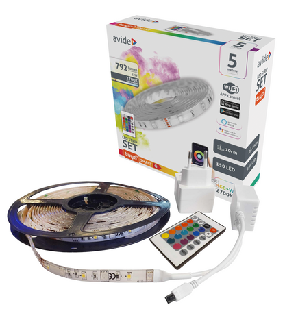 LED Stripe Kit RGBW WiFi/Fjernkontroll 5 Meter IP65